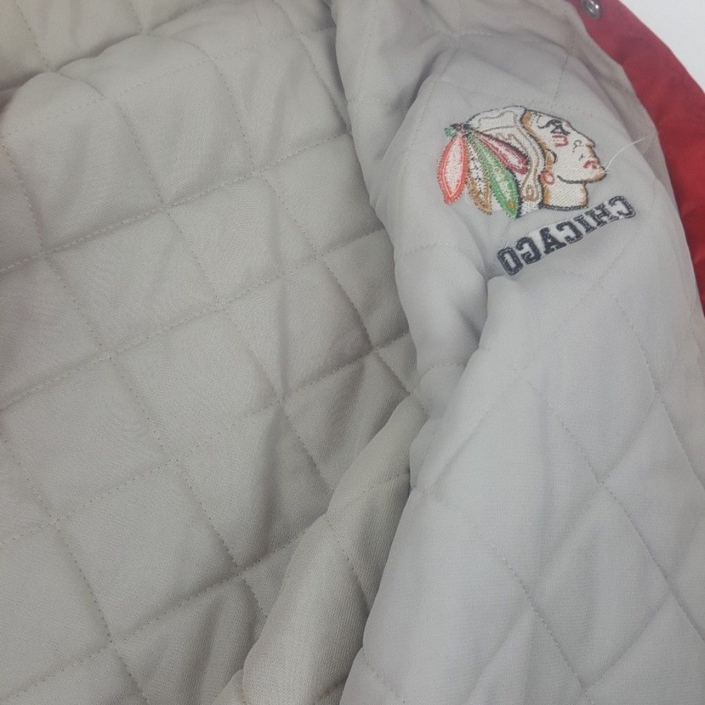 Vtg Chicago Blackhawks NHL Hockey Red Satin Bomber - Picture 4 of 5